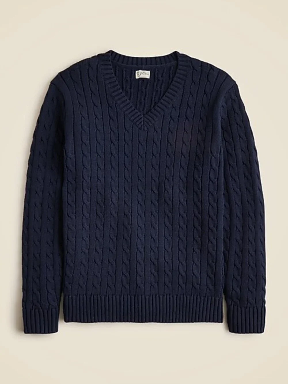 JCREW MENS COTTON KNIT CABLE V NECK SWEATER MEDIUM NWT